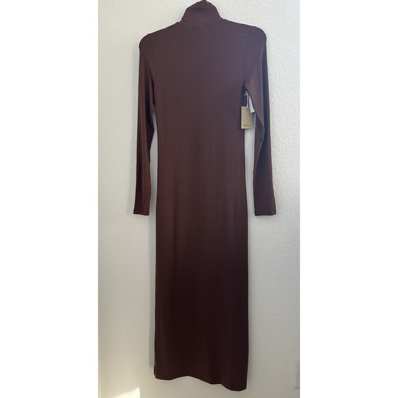Aritzia Wilfred Womens Gemini Mock Neck L/S Dress S Cocoa Bean Office Siren NWT - Picture 5 of 10